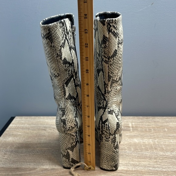 Schutz NWT Raff Snake Embossed Leather Platform Boots Block Heel Square Toe 5 - Picture 11 of 13
